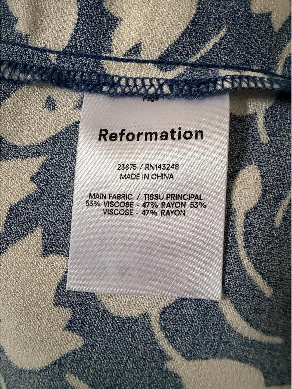 New Reformation Laurent Wrap Floral Print Short Sleeve Dress In Blue Multi Sz XL - Picture 9 of 10